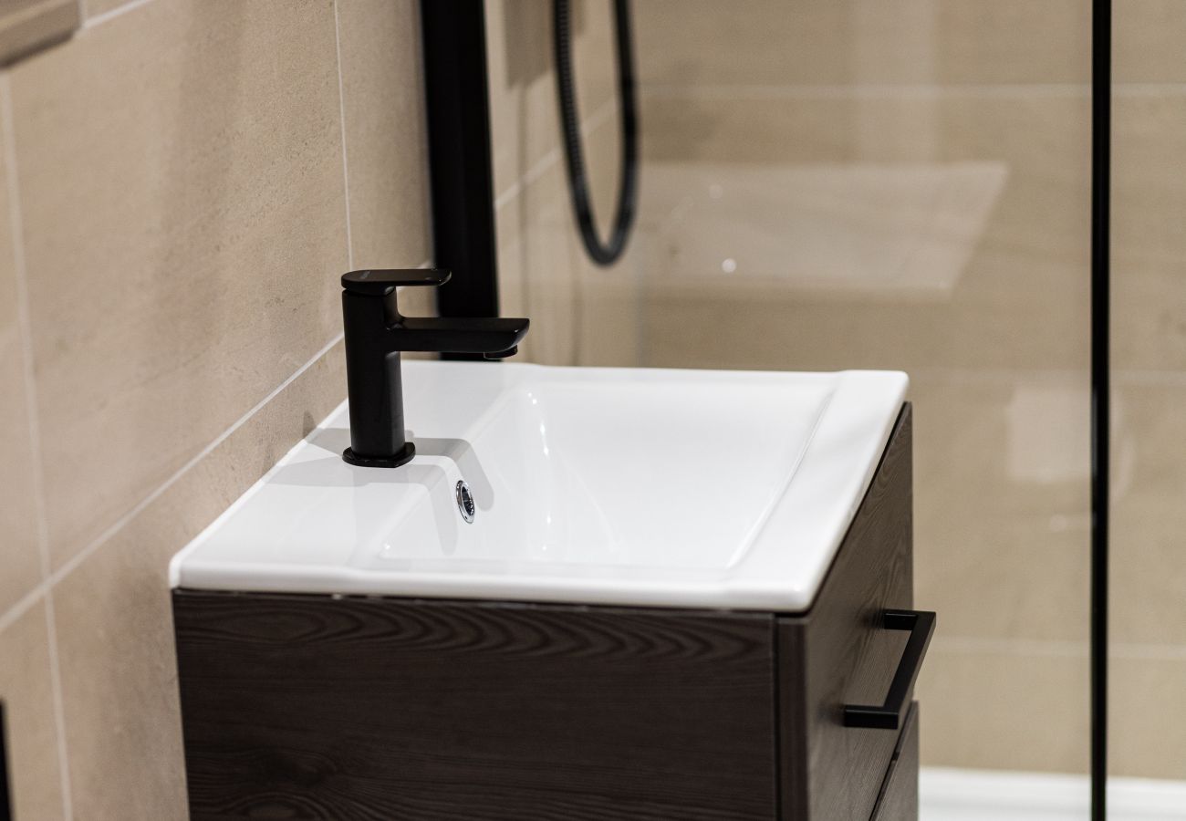 Image showing details of the modern bathroom inside Rock Mill Studio Apartment 18