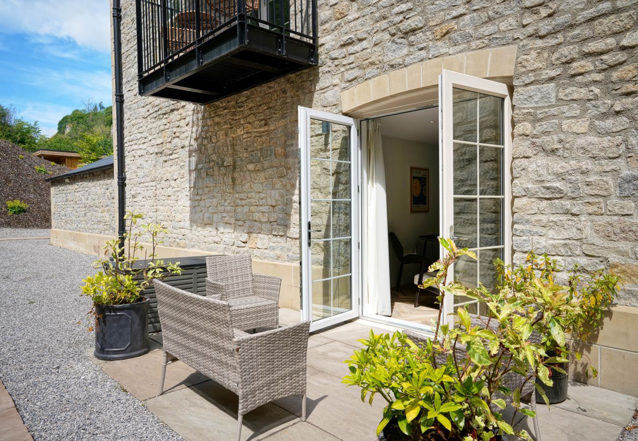 Image showing the patio area with outdoor seating at Rock Mill Studio Apartment 9