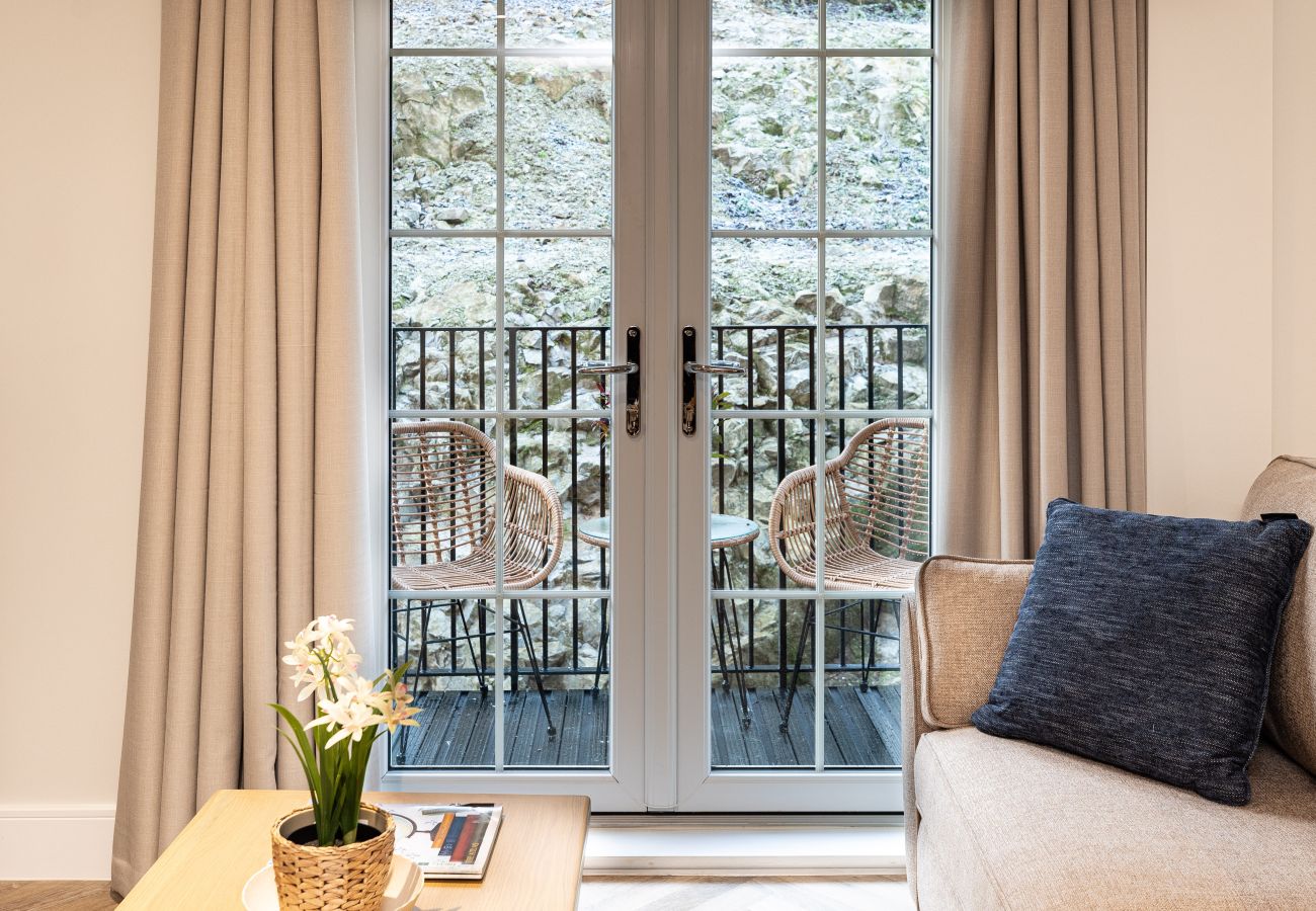 Image showing the French doors leading to a balcony, Rock mill apartment 22