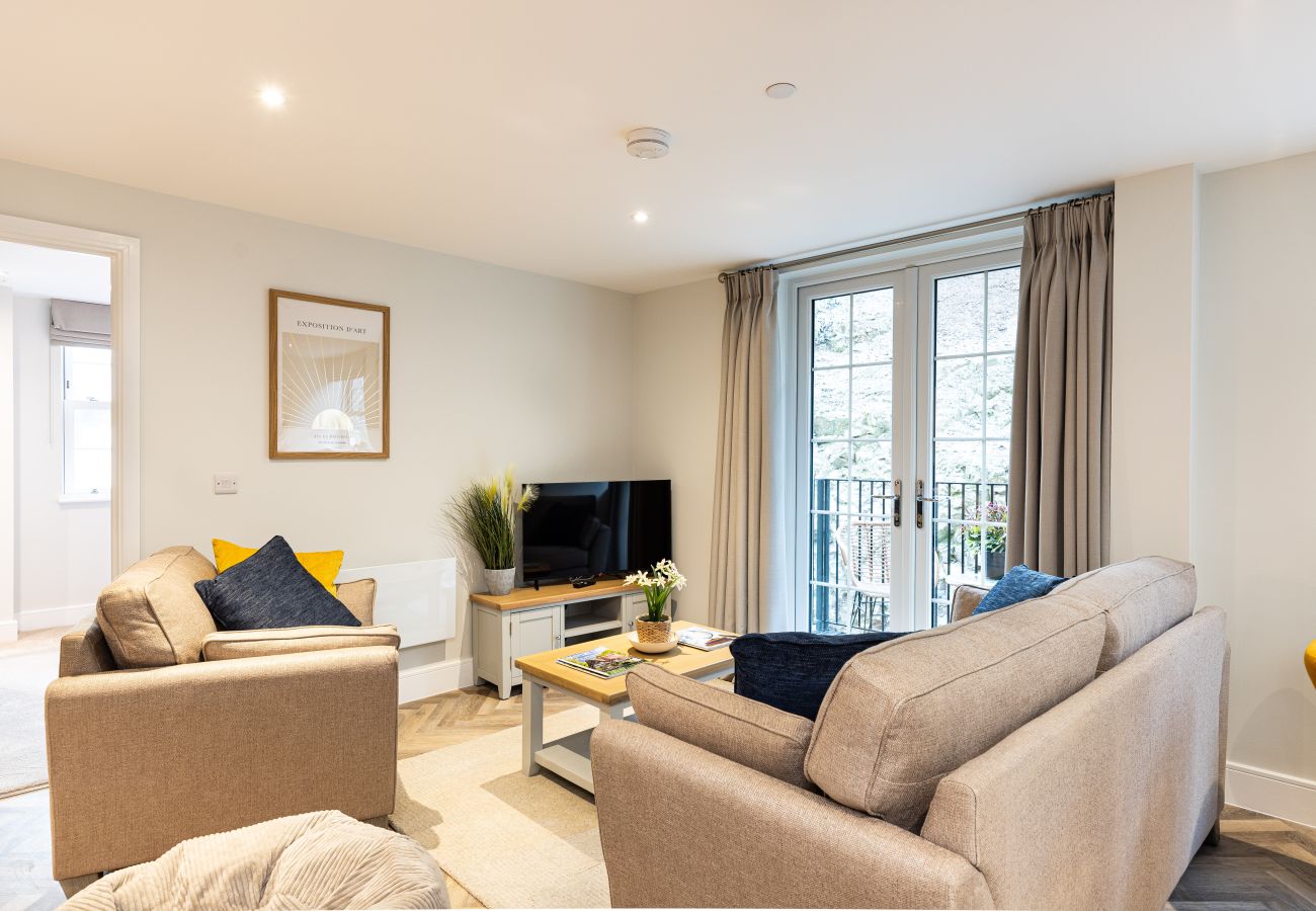 Image showing the living area with comfy sofas inside Rock Mill apartment 22