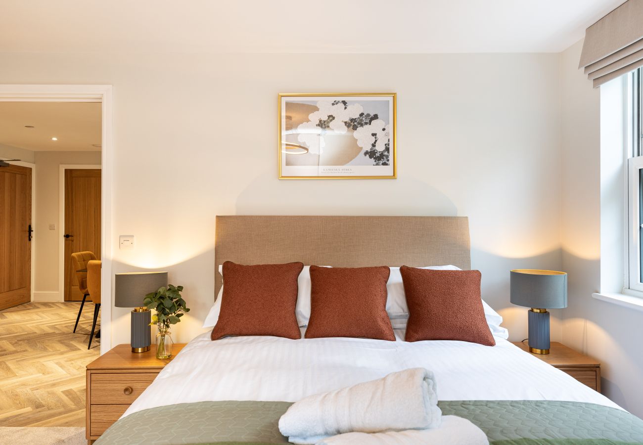 Image showing bedroom 2 with soft furnishings inside Rock Mill apartment 12