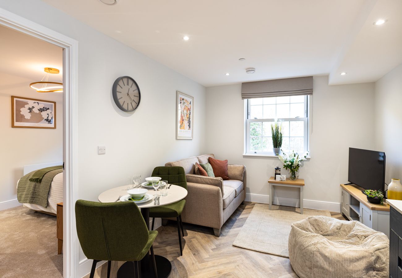 Image showing the combined living and dining area inside rock mill apartment 13