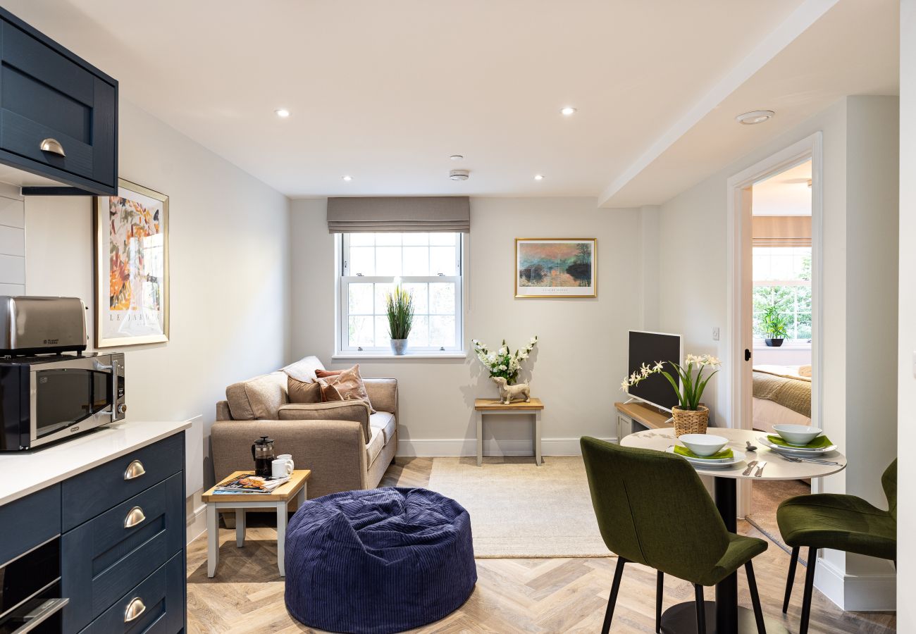 Image showing the combined living and dining area inside rock mill apartment 15