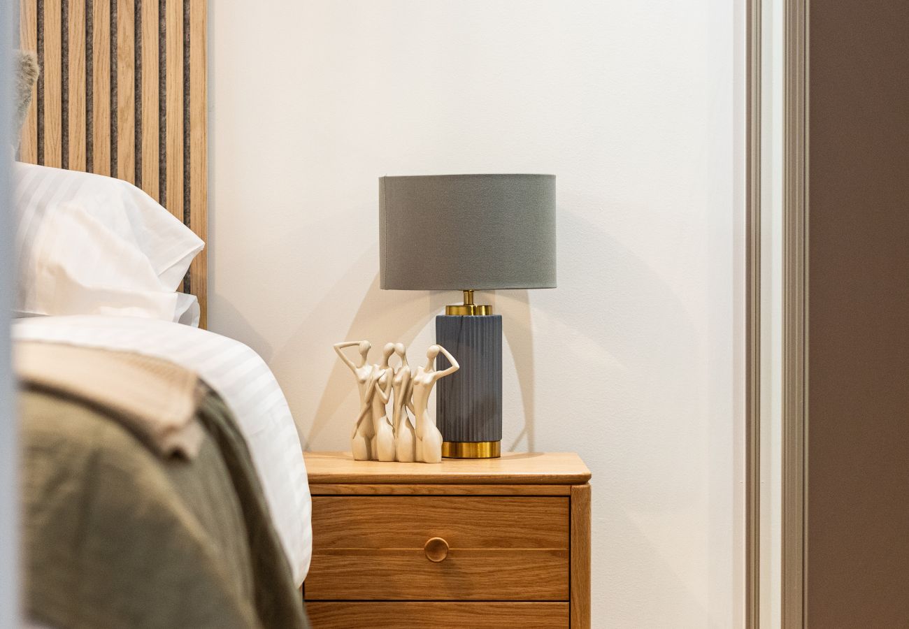 Image showing the warm bedroom lighting in rock mill apartment 15