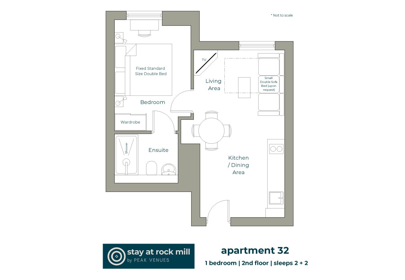 Image shows floor plan for apartment 32 at rock mill