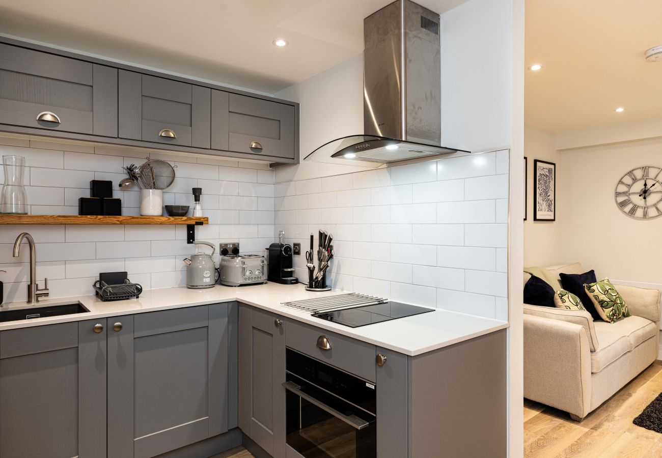 Image of the integrated kitchen inside rock mill luxury apartment 37