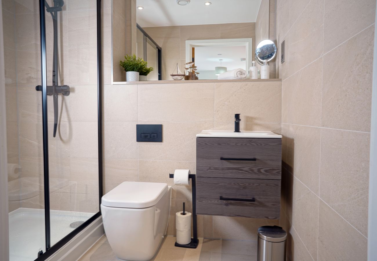 Image showing the modern bathroom with underfloor heating inside Rock mill apartment 36
