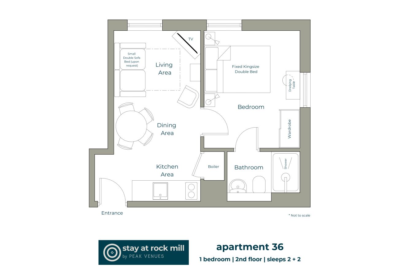Image showing the floorplan of Holiday Apartment 36 at Rock Mill, Peak District
