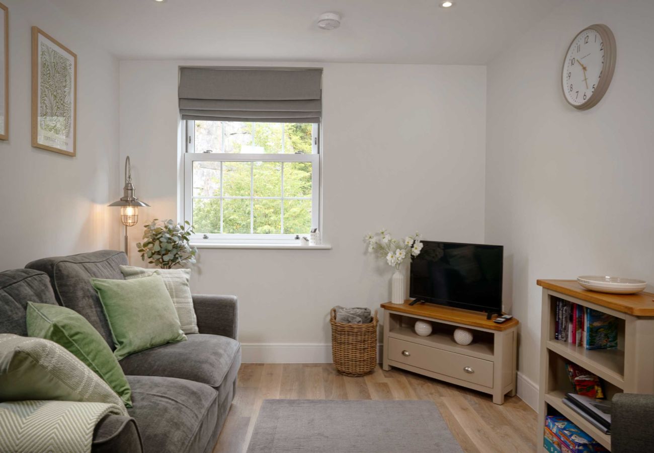 Image showing the stylish living room area with smart TV inside Rock Mill holiday apartment 36