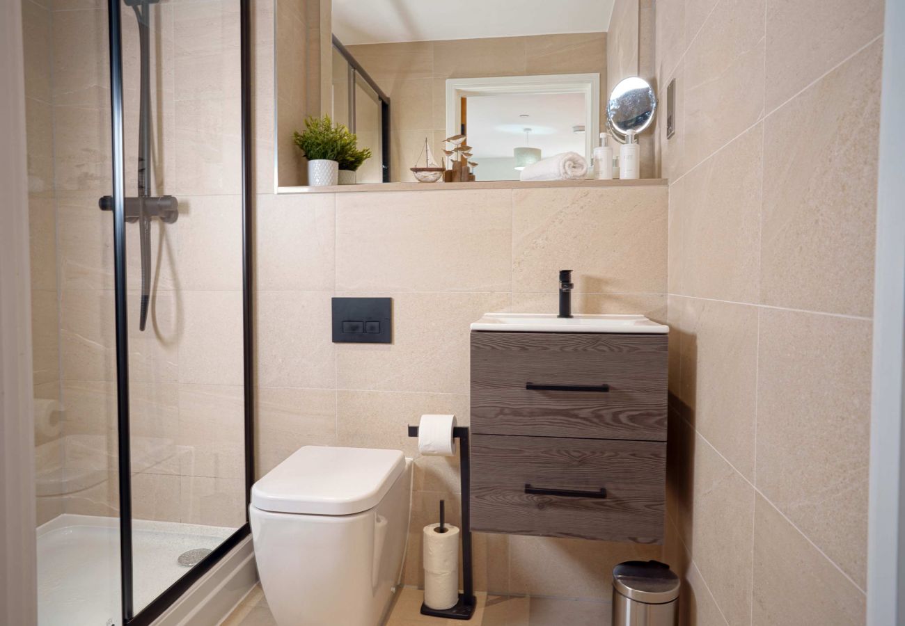 Image showing the modern bathroom with underfloor heating inside Rock mill apartment 36