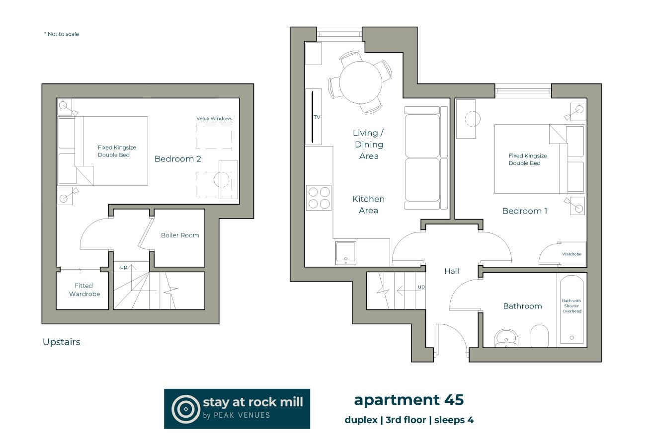 Floor plan of Apartment 45 at Rock Mill Apartments Peak District